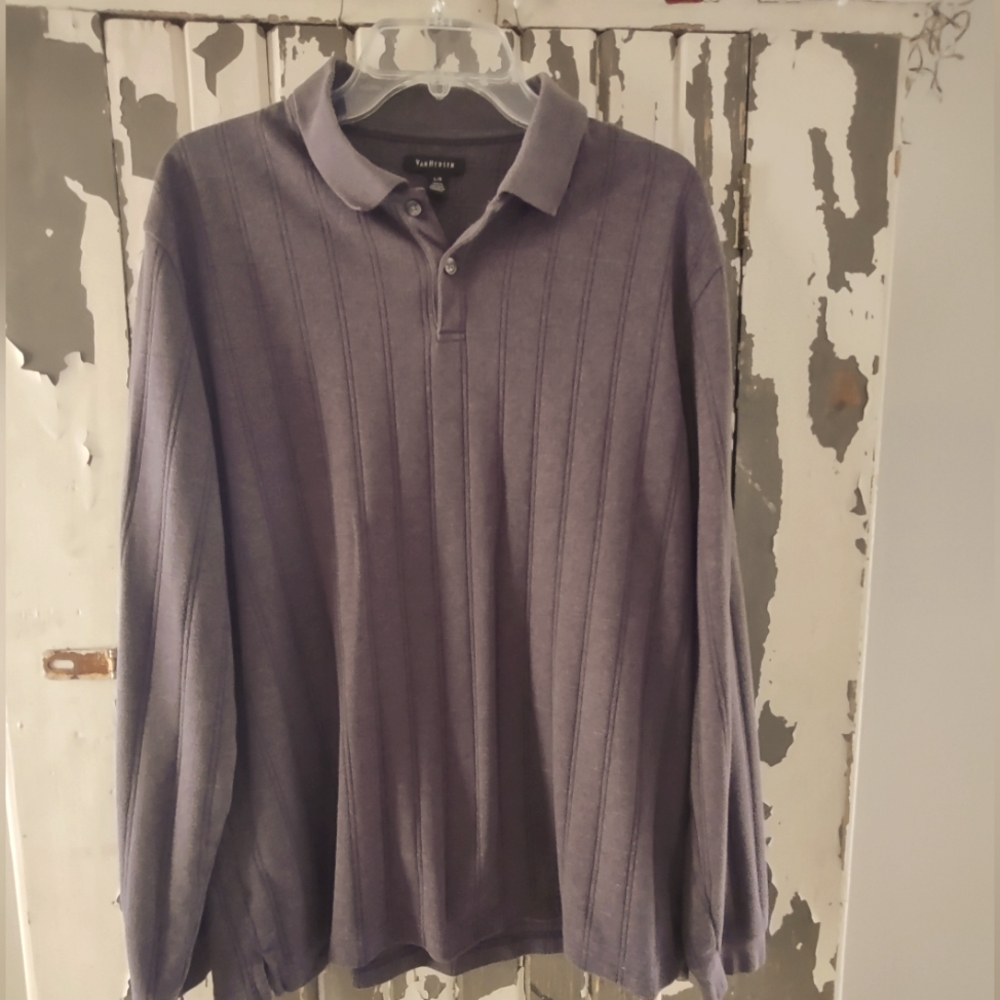 Van Heusen Large Long Sleeved Polo Gray